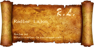 Radler Lajos névjegykártya